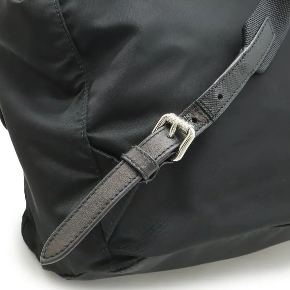 Prada Triangle Logo Backpack Studs Nylon Leather Nero Black - Picture 5 of 8